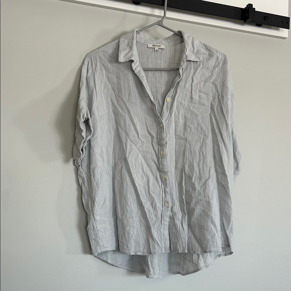 Madewell Gray Button Down Polo Shirt